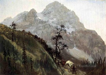  Bierstadt Oil Painting - Western Trail the Rockies Albert Bierstadt Mountain